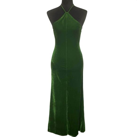 NWT - Reformation Nyla Green Velvet Halter Maxi Dress - Picture 2 of 7